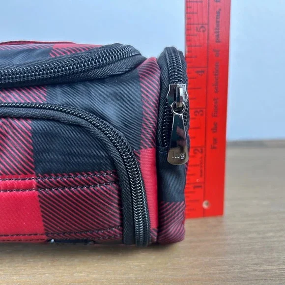 LUG Cosmetics Train Case Buffalo Plaid Red Black New Makeup Travel Bag - Picture 11 of 12
